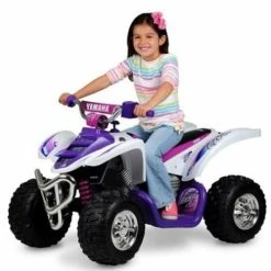 Yamaha 12 Volt Electric Raptor Quad Bike ATV White And Pink